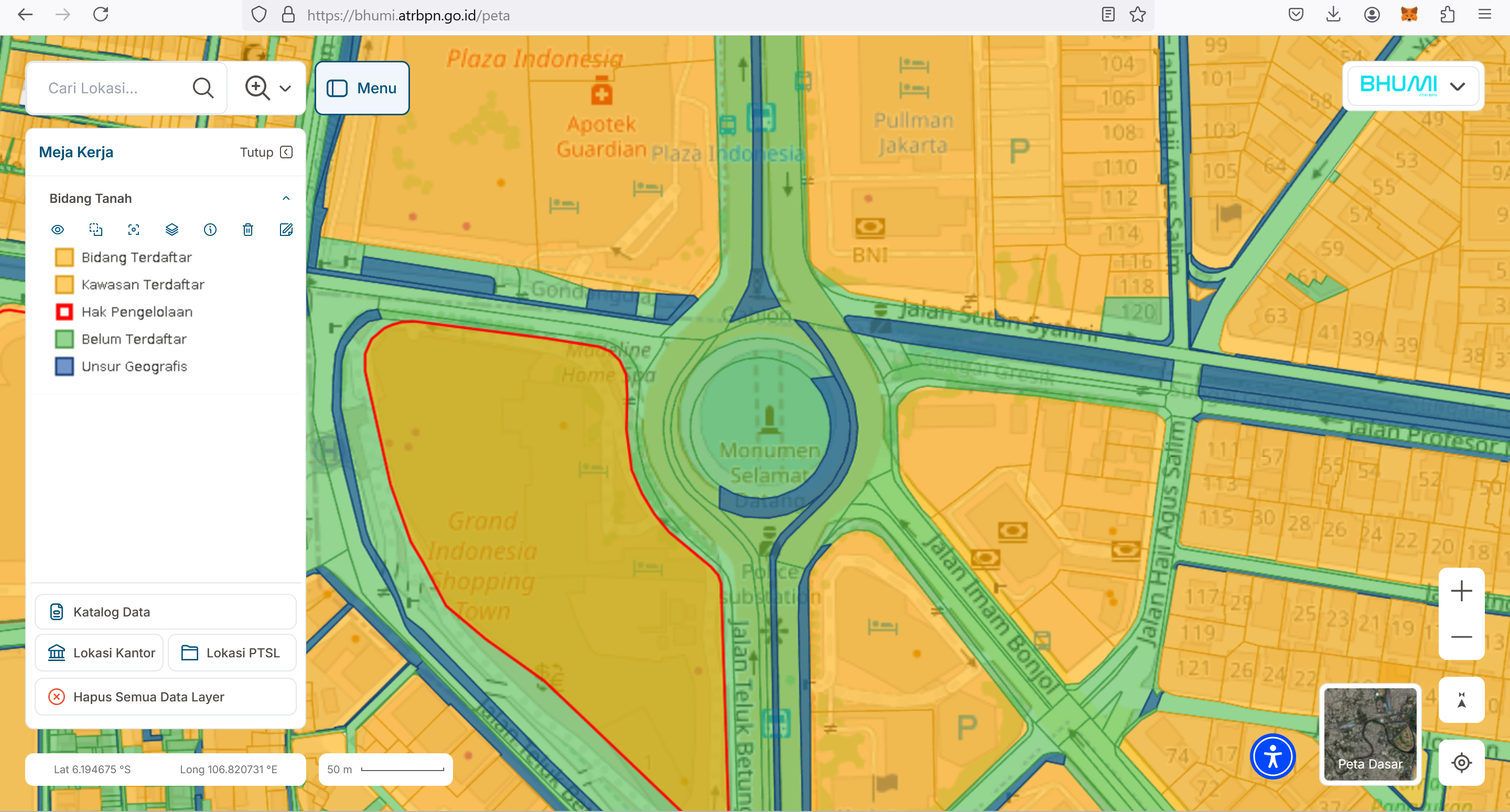 Gambar fitur koleksi peta aplikasi BHUMI ATR/BPN
