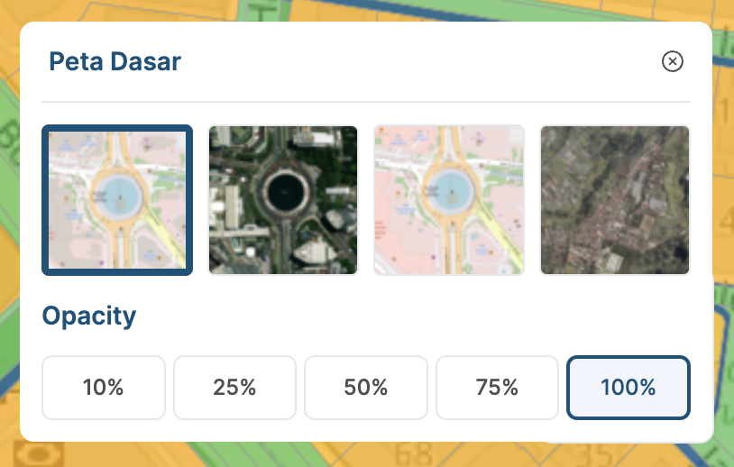 Gambar pilihan basemap peta aplikasi BHUMI ATR/BPN