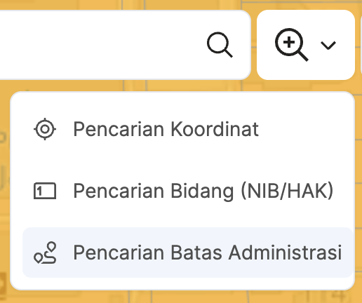 Gambar fitur pencarian batas administrasi peta aplikasi BHUMI ATR/BPN
