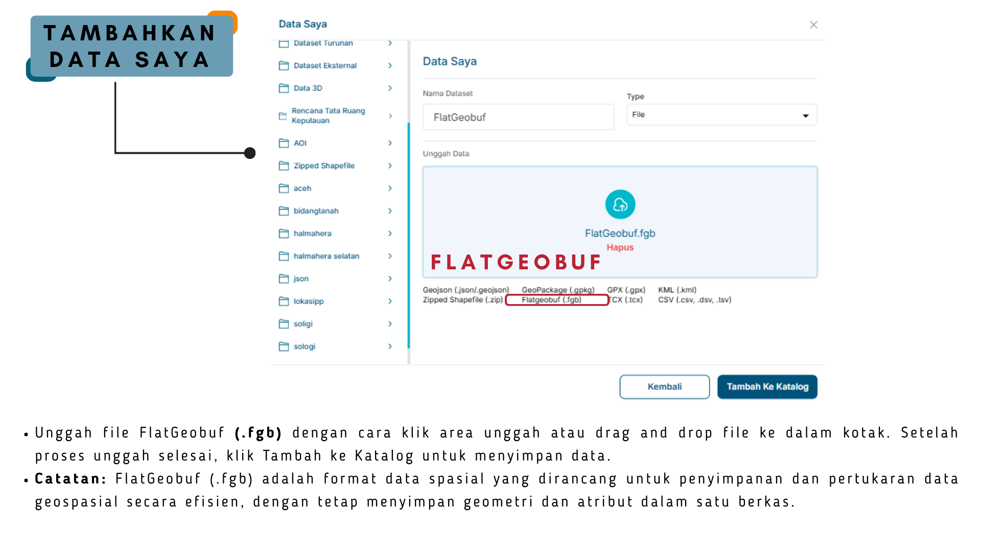 Gambar menu Tambahkan Data Saya (Flatgeobuf) pada peta aplikasi BHUMI ATR/BPN