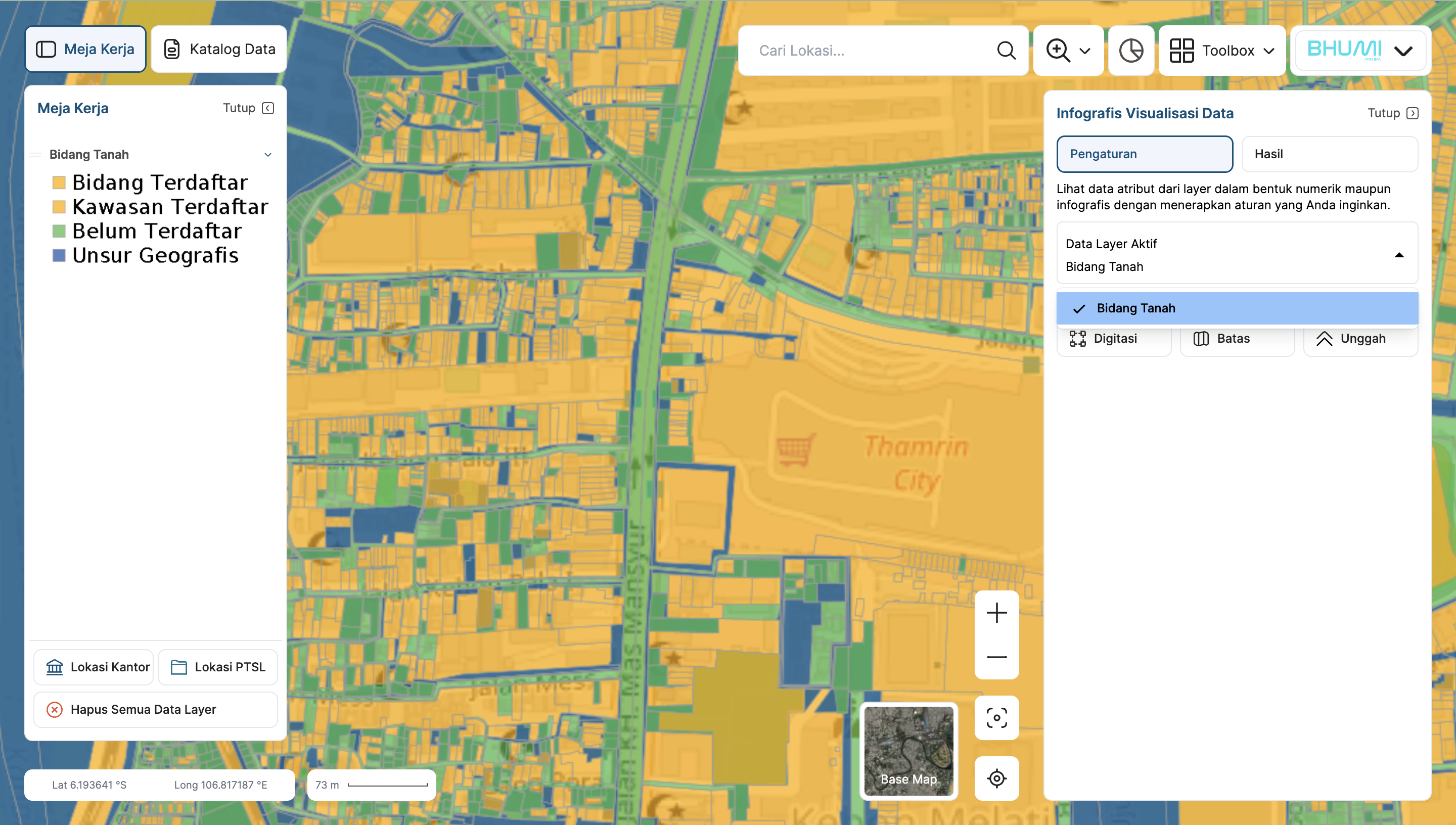 Gambar fitur infografis peta aplikasi BHUMI ATR/BPN