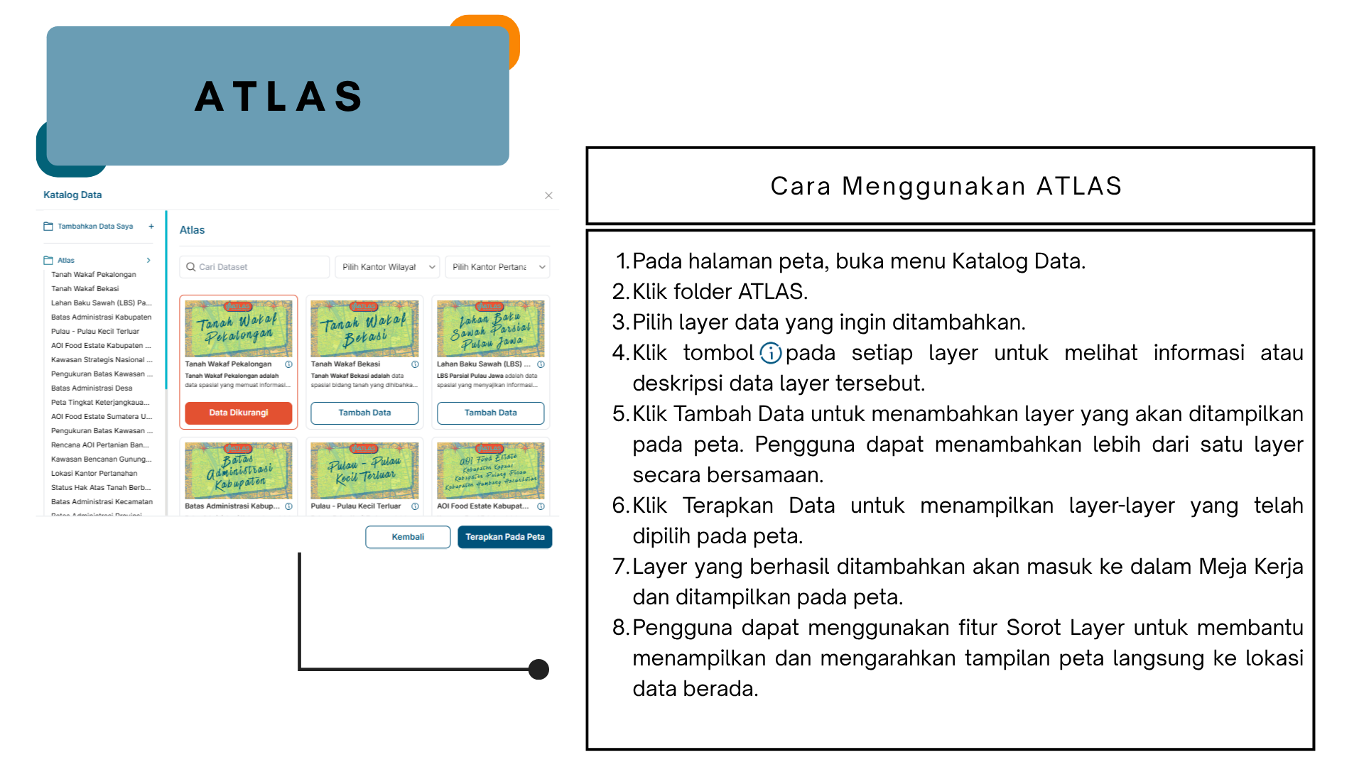 Gambar menu ATLAS data peta aplikasi BHUMI ATR/BPN