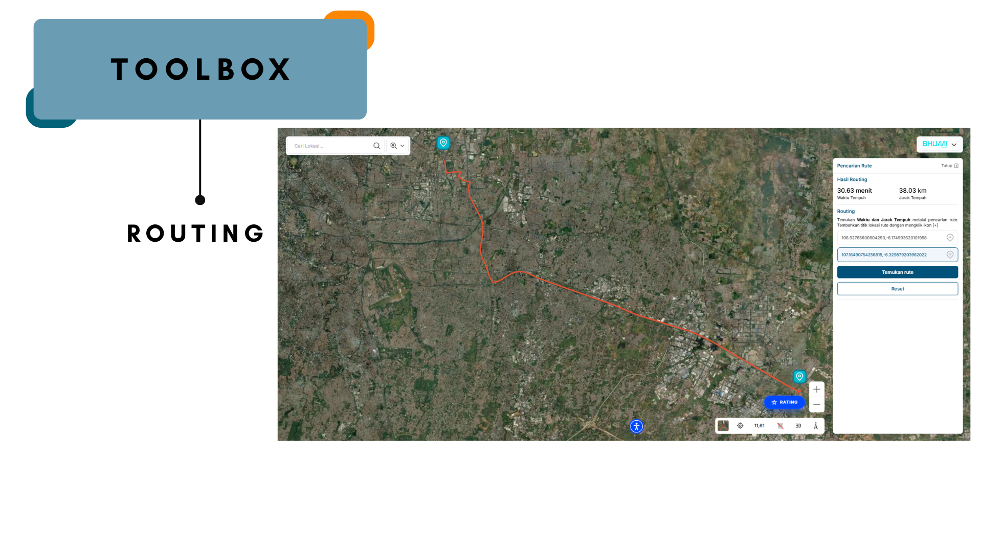 Gambar fitur Routing aplikasi BHUMI ATR/BPN