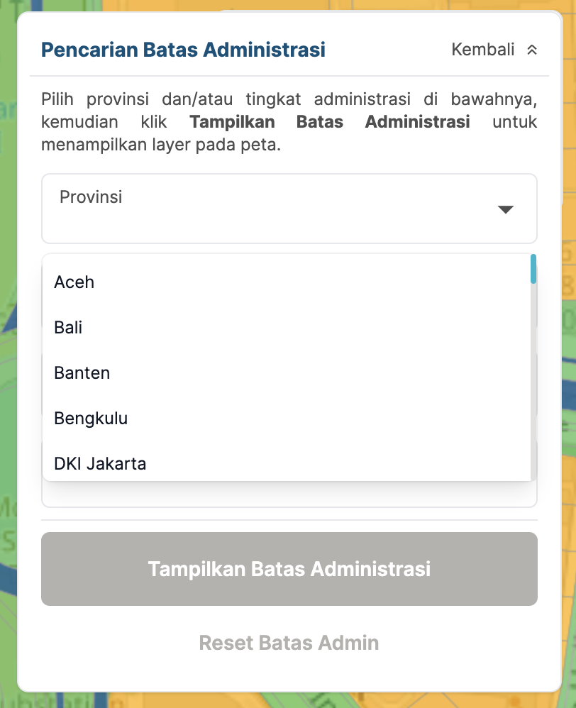 Gambar pencarian batas administrasi peta aplikasi BHUMI ATR/BPN