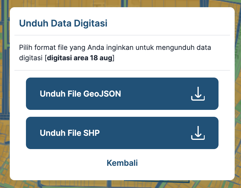 Gambar menu fitur download digitasi peta aplikasi BHUMI ATR/BPN