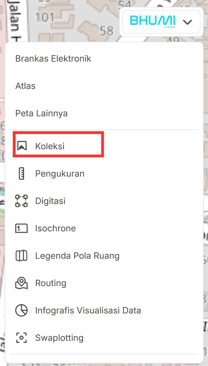 Gambar fitur koleksi peta aplikasi BHUMI ATR/BPN