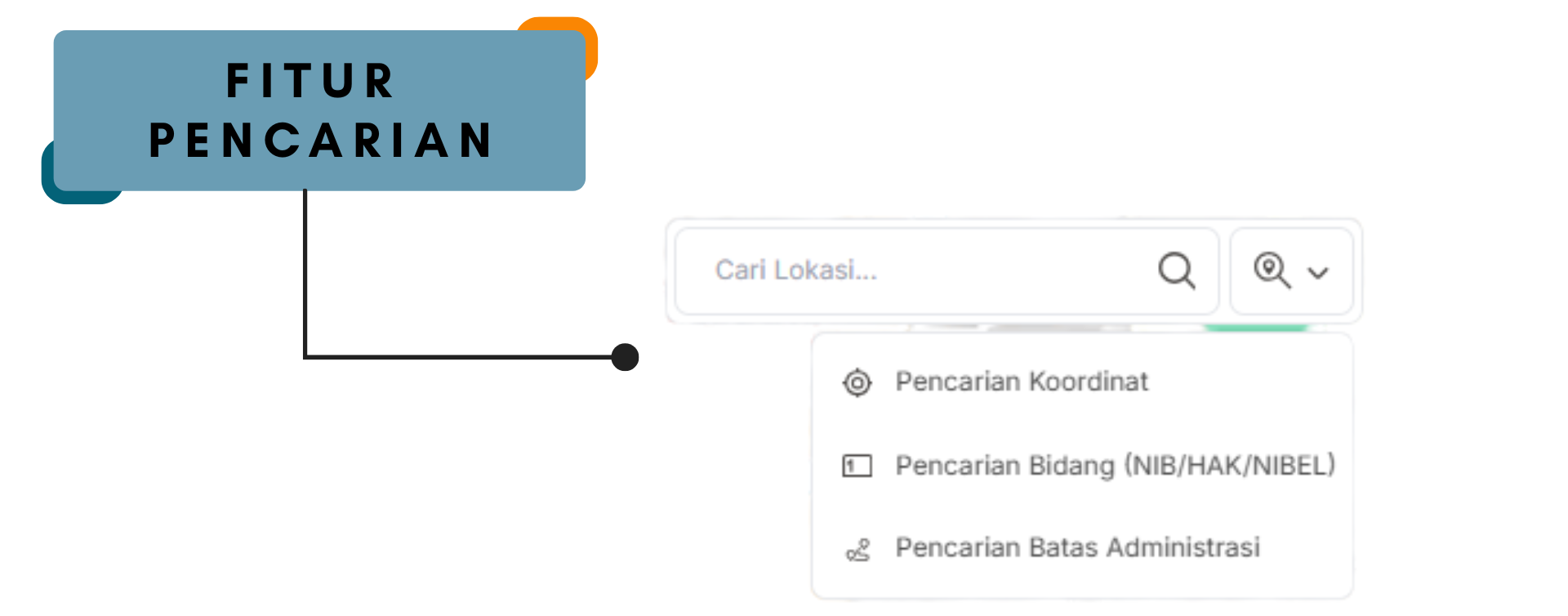 Gambar fitur pencarian peta aplikasi BHUMI ATR/BPN