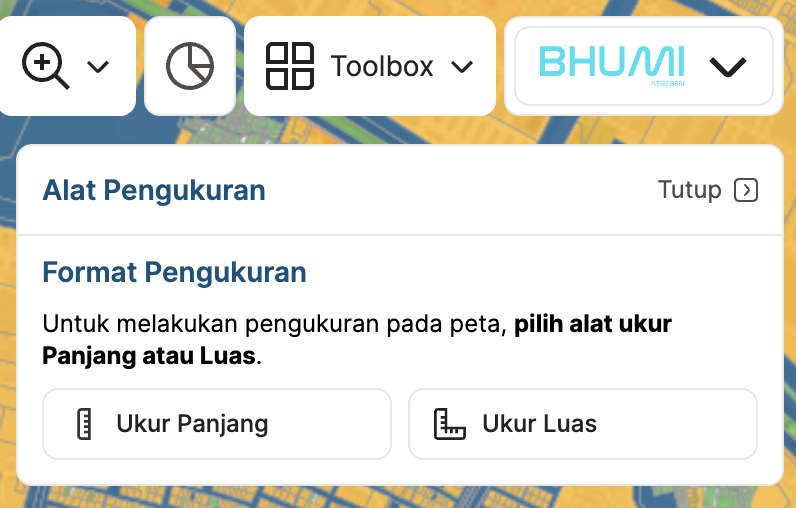 Gambar fitur pengukuran peta aplikasi BHUMI ATR/BPN