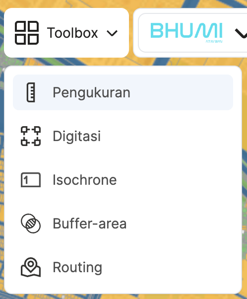 Gambar menu pengukuran peta aplikasi BHUMI ATR/BPN