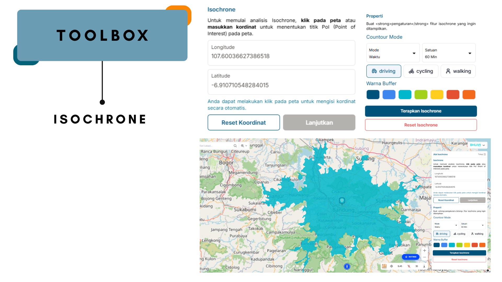 Gambar fitur Isochrone aplikasi BHUMI ATR/BPN