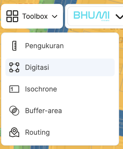 Gambar menu digitasi peta aplikasi BHUMI ATR/BPN