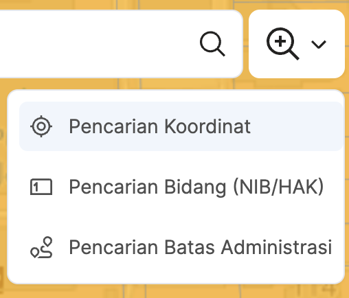 Gambar fitur pencarian koordinat peta aplikasi BHUMI ATR/BPN